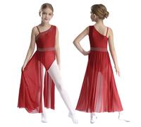 Ragazze moderno jazz lirico abito da danza senza maniche balletto gonna leotard