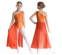 Ragazze moderno jazz lirico abito da danza senza maniche balletto gonna leotard