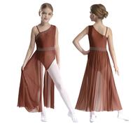 Ragazze moderno jazz lirico abito da danza senza maniche balletto gonna leotard