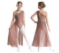Ragazze moderno jazz lirico abito da danza senza maniche balletto gonna leotard
