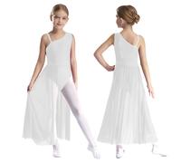 Ragazze moderno jazz lirico abito da danza senza maniche balletto gonna leotard