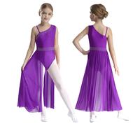 Ragazze moderno jazz lirico abito da danza senza maniche balletto gonna leotard