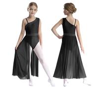 Ragazze moderno jazz lirico abito da danza senza maniche balletto gonna leotard