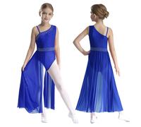 Ragazze moderno jazz lirico abito da danza senza maniche balletto gonna leotard