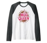 Ragazze Mud Queen Run Mudding Diva Muddy Buddies Humor Maglia con Maniche Raglan