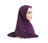 Ragazze Mussulmano Hijab Copricapo Pizzo Patchwork Islamico Uuderscarf Cofano