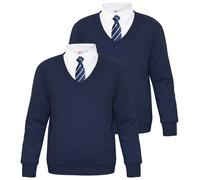 Ragazze Navy Scout Scuola Uniforme 2 Confezione Scollo V Maglione Cardi Felpa