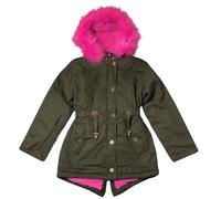 Ragazze Pelliccia Finta Parka Bambini Cappuccio Inutilizzati Leggermente Slavati