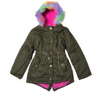 Ragazze Pelliccia Finta Parka Bambini Cappuccio Inutilizzati Leggermente Slavati