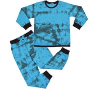 Ragazze Pigiama 2 Pezzi Cravatta Tintura Blu Set Bambini Cotone Notte Anni 2-13