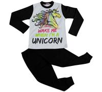 Ragazze Pigiama Wake Me When I'M Un Unicorn Lounge Indossare Notte Nero 5-13 Yr