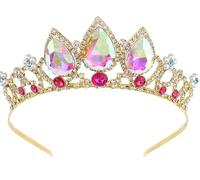 Ragazze Principessa Tangled Crystal Strass Cosplay Tiara Headband Corona Per Prom Halloween Compleanno Costume Party (Oro Rosso)