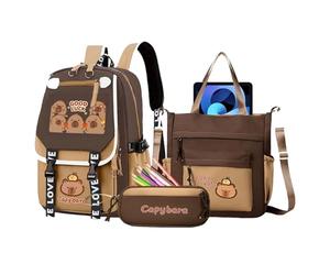 Ragazze | Progettata con simpatico materiale busty Capybara Kid School e nylon ad alta densità, questa è una borsa leggera per libri per bambini con tasca a tracolla e astuccio per matite per