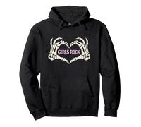 Ragazze Rock Skeleton Hands Gothic Cuore Rock'N Roll Girl Cool Felpa con Cappuccio