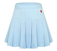 Ragazze Scuola Gonne Box Plissettato Stretch Alta Vita Bambini Uniforme Skort Casual Basic Flowy Mini Gonna Moda Svasata Allenamento Gonne Sportive con Sofety Shorts Gonna Blu