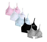 Ragazze Sportive Bustier Senza Fili Con Imbottitura Fissa/Imbottito Solido Supporto Leggero Senza Seamless Fitness Per Ragazze 10-16 Anni, 5 confezioni, 30-34A
