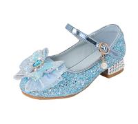 Ragazze Tacchi Bassi Mary Jane Abito Formale Pompe Paillettes Scintillanti Scarpe Bambino Scarpe Uniforme Scuola/Ballerina Ragazze per Ceremonie Matrimonio Festa, Blu 1, 27.5 EU