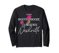 Ragazze Trip Nashville 2026 Weekend Stivali Booze & Besties Maglia a Manica