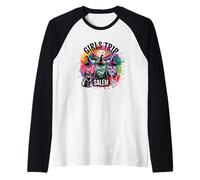 Ragazze Trip Salem Tre Streghe Scheletro Gatto Maglia con Maniche Raglan