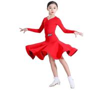 Ragazze Vestito da Ballo Latino Moderno Ballo da Sala Tango Salsa Rumba Costume da Competizione di Danza Classificazione Abiti da Ballo,Red a,180