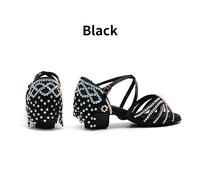 Ragazze Vestito da Danza Scarpe Tacco Basso Sandali Nappa Strass Ballo Latino