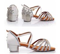 Ragazze Vestito da Danza Scarpe Tacco Basso Sandali Strass Frangia Nappe Ballo