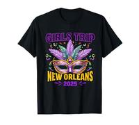 Ragazze Viaggio New Orleans 2025 Maschera Mardi Gras Perline Corrispondenza Maglietta