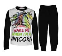 Ragazze Wake Me When I'M Un Unicorn Pigiama Lounge Indossare Notte Nero 5-13 Yr