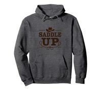 Ragazze Western Saddle Up Cowgirl Rodeo Avventura Felpa con Cappuccio, Unisex per Adulti, Grigio Scuro, XL