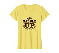 Ragazze Western Saddle Up Cowgirl Rodeo Avventura Maglietta, Donna, Limone, L