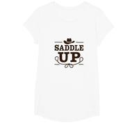 Ragazze Western Saddle Up Cowgirl Rodeo Avventura Maglietta, Ragazze, Bianco, S
