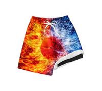 Ragazzi Bambini Costume da Bagno 2026 Costume Da Bagno Fresco Per Ragazzi Con Stampa Pallacanestro E Fuoco D'acqua, Costume Da Bagno Per Estivi Pantaloncini Da Nuoto Moda Swimwear, multicolore, 11-12