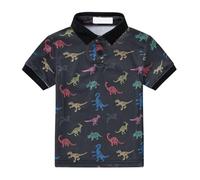 Ragazzi Button Down Camicie Hawaiane Polo Aloha Manica Corta Camicia Tropicale Carino Spiaggia Tee Top Bambini Cool School Uniforme Ragazzi Vestiti, Nero , 4-5 Anni