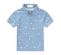 Ragazzi Button Down Camicie Hawaiane Polo Aloha Manica Corta Camicia Tropicale Carino Spiaggia Tee Top Bambini Cool School Uniforme Ragazzi Vestiti, Azzurro, 6-7 Anni