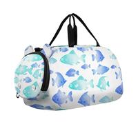 Ragazzi Carry on Duffel Alce Navy Wildlife Silhouettes Weekend Duffel Pernottamento Viaggio Duffle Borse Ragazze Tote Palestra Bambini Bagagli, Varietà Pesce Polka Dots blu verde, classico