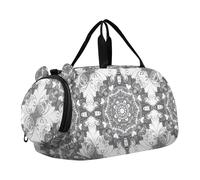 Ragazzi Carry on Duffel Alce Navy Wildlife Silhouettes Weekend Duffel Pernottamento Viaggio Duffle Borse Ragazze Tote Palestra Bambini Bagagli, Mandala Swirling Flower Scala di grigi, classico