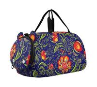 Ragazzi Carry on Duffel Bag Borse per la notte Bambino Verde Giallo Trifoglio Ragazze Duffle Bags Travel Tote Dance Duffle Bag, Fiori rossi colorati Navy, classico