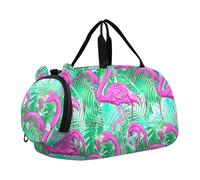 Ragazzi Carry on Duffel Bag Borse per la notte Bambino Verde Giallo Trifoglio Ragazze Duffle Bags Travel Tote Dance Duffle Bag, Foglie di palma verde fenicottero, classico