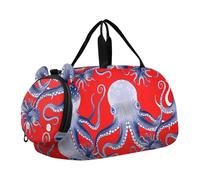 Ragazzi Carry on Duffel Bag Mucche Scottish Bulls Bianco Pernottamento Weekender Duffel Viaggio Duffle Borse Ragazze Tote Palestra Duffle Bambini Bagaglio, Polpi blu stravaganti rossi, classico