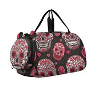 Ragazzi Carry on Duffel Bag Oro Farfalle Tarassaco Nero Pernottamento Weekender Duffel Ragazze Tote Duffle Bags Bagagli Da Viaggio Bambini Sport, Sugar Skull Colori Rosso Nero, classico