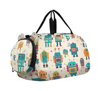 Ragazzi Carry on Duffel Bag Weekender Pernottamento Carino Criceto Giallo Girasoli Viaggio Duffle Borse Ragazze Tote Palestra Duffle Bambini Bagagli, robot colorati, classico