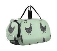 Ragazzi Carry on Duffel Bag Weekender Pernottamento Carino Criceto Giallo Girasoli Viaggio Duffle Borse Ragazze Tote Palestra Duffle Bambini Bagagli, polli neri, classico