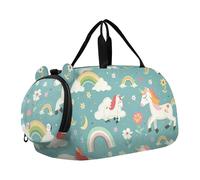 Ragazzi Carry on Duffel Bag Weekender Pernottamento Carino Criceto Giallo Girasoli Viaggio Duffle Borse Ragazze Tote Palestra Duffle Bambini Bagagli, cartone animato, unicorni, arcobaleno, fiori