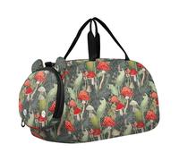 Ragazzi Carry on Duffel Blue Bird Rose Colorful Farfalla Weekender Pernottamento Ragazze Tote Duffle Bags Viaggio Bambini Duffle Bag, Foglie verdi di funghi, classico