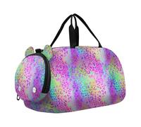 Ragazzi Carry on Duffel Blue Bird Rose Colorful Farfalla Weekender Pernottamento Ragazze Tote Duffle Bags Viaggio Bambini Duffle Bag, Macchie leopardate arcobaleno pastello, classico