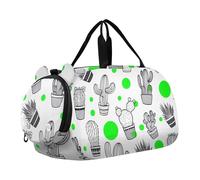 Ragazzi Carry on Duffel Blue Bird Rose Colorful Farfalla Weekender Pernottamento Ragazze Tote Duffle Bags Viaggio Bambini Duffle Bag, Cactus Piante Grasse Puntini Verdi Bianco, classico