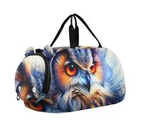 Ragazzi Carry on Duffel Borse per la notte Bambino Mattina Volo Criceto Anatra Ascesa Duffle Borse Da Viaggio Ragazze Tote Palestra Duffle Bambini Bagagli, Acquerello Gufo Faccia, classico