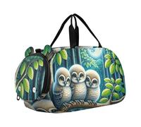 Ragazzi Carry on Duffel Borse per la notte Bambino Mattina Volo Criceto Anatra Ascesa Duffle Borse Da Viaggio Ragazze Tote Palestra Duffle Bambini Bagagli, Moonlight Gufi Verde Foresta, classico