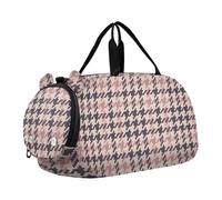 Ragazzi Carry on Duffel Borse per la notte Bambino Mattina Volo Criceto Anatra Ascesa Duffle Borse Da Viaggio Ragazze Tote Palestra Duffle Bambini Bagagli, Vintage Pied de Poule Rosa Marrone, classico