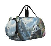 Ragazzi Carry on Duffel Borse per la notte Bambino Mattina Volo Criceto Anatra Ascesa Duffle Borse Da Viaggio Ragazze Tote Palestra Duffle Bambini Bagagli, Panda Cub Madre paesaggio, classico